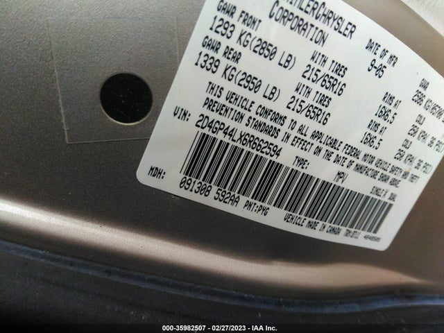 Dodge Grand Caravan Sxt 2006 2D4GP44LX6R662594 Image 10