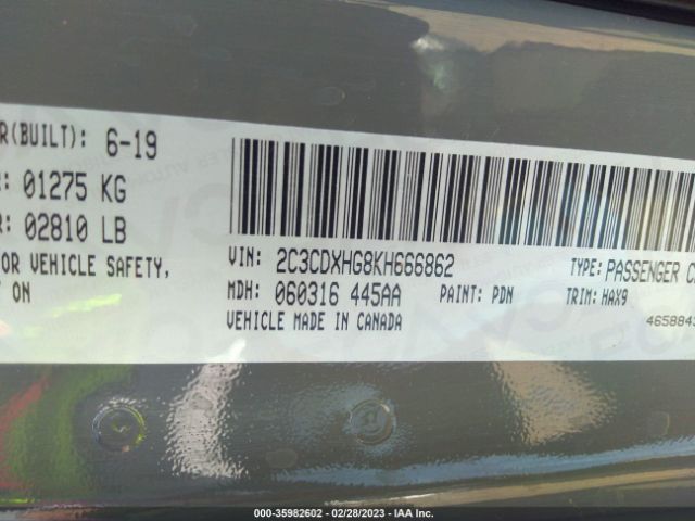 2C3CDXHG8KH666862 Dodge CHARGER GT