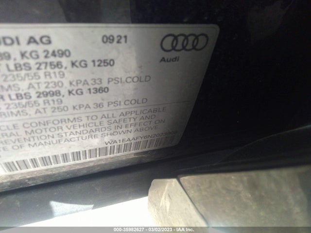 WA1EAAFY6N2023908 Audi Q5 S Line Premium Plus