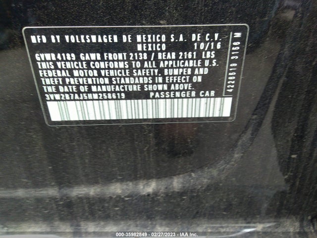 3VW2B7AJ5HM258619 Volkswagen Jetta 1.4t S