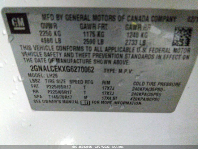 Chevrolet EQUINOX LT 2016 2GNALCEKXG6270062 Image 9