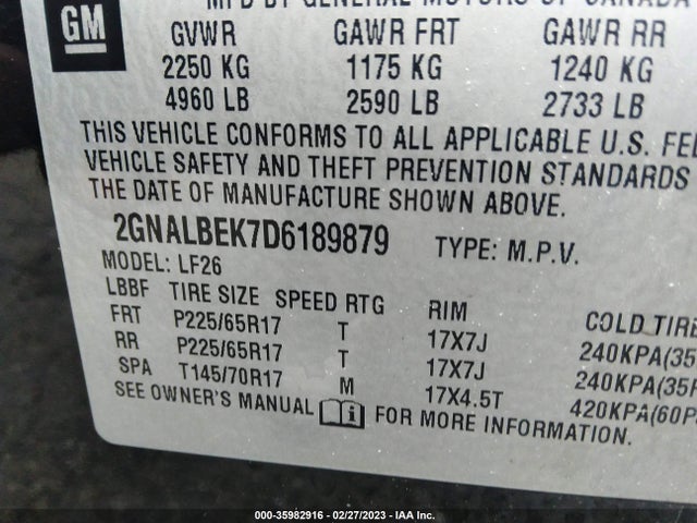 2013 CHEVROLET EQUINOX LS VIN: 2GNALBEK7D6189879