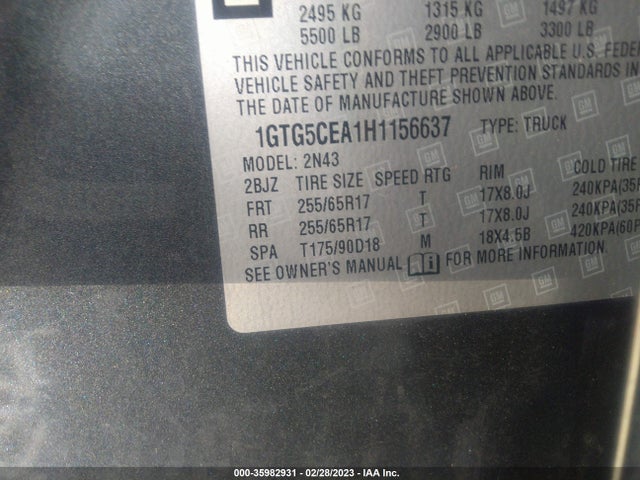 GMC Canyon 2wd Sle 2017 1GTG5CEA1H1156637 Image 10