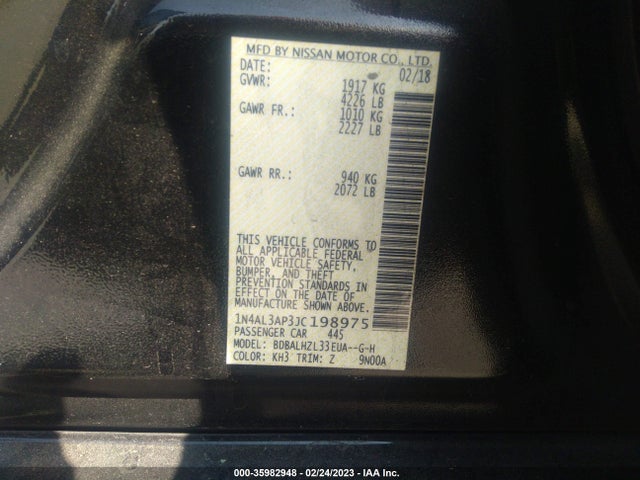 2018 Nissan Altima, VIN: 1N4AL3AP3JC198975