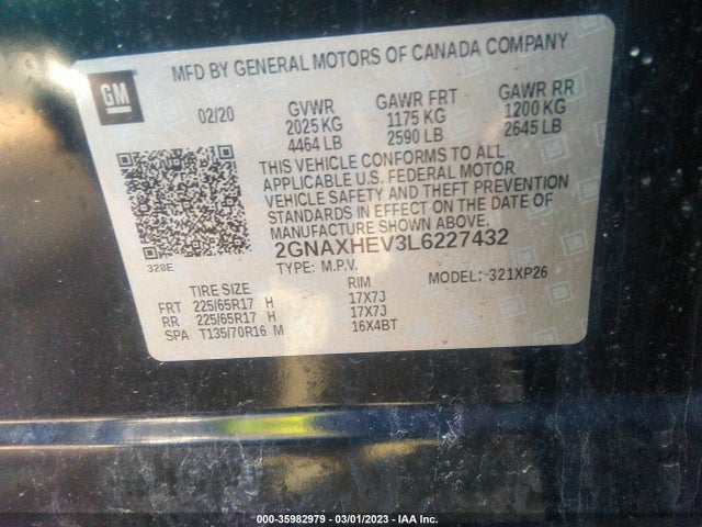 Chevrolet EQUINOX LS 2020 2GNAXHEV3L6227432 Image 10