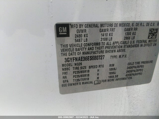 3GYFNAE36ES680727 Cadillac Srx Base