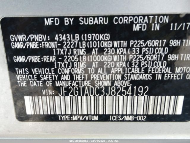 JF2GTADC3J8254192 Subaru Crosstrek Premium