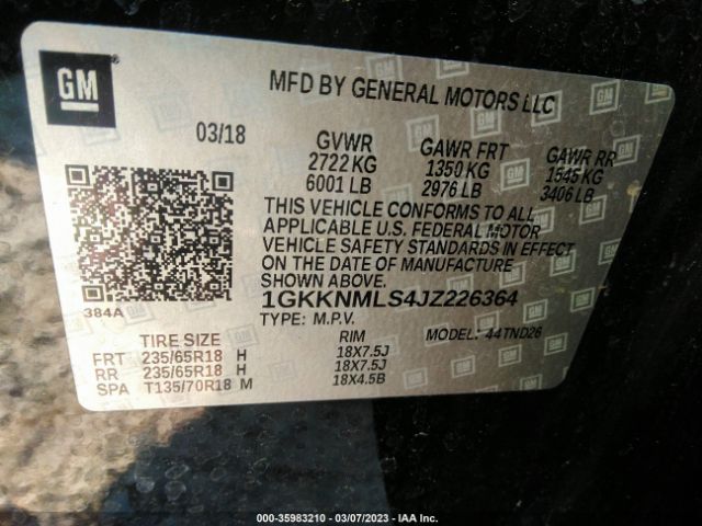 1GKKNMLS4JZ226364 GMC ACADIA SLT