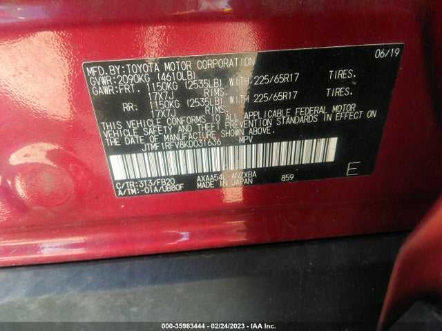 Toyota RAV4 LE 2019 JTMF1RFV8KD031636 Image 10