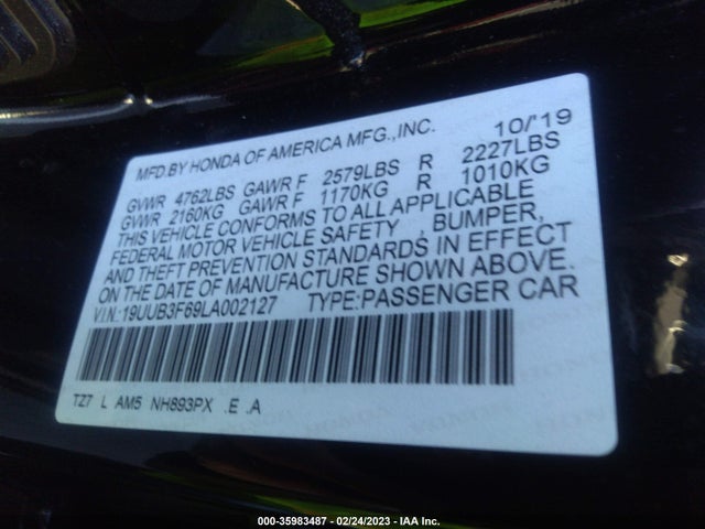 19UUB3F69LA002127 Acura Tlx W/a-spec Pkg