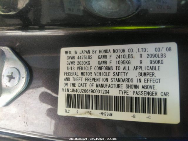 JH4CU26649C001204 Acura TSX