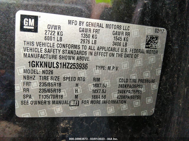 GMC Acadia 2017 1GKKNULS1HZ253936 Image 10