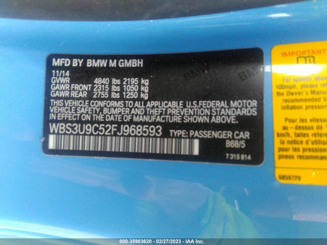 BMW M4 2015 WBS3U9C52FJ968593 Image 9