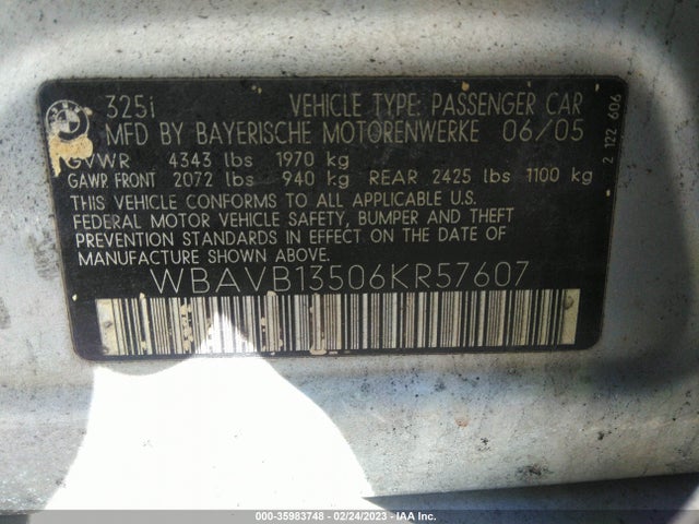 BMW 3 Series 2006 WBAVB13506KR57607 Image 10