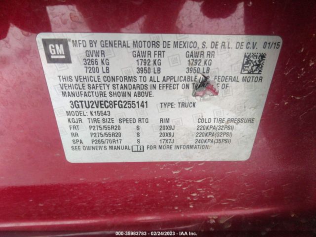 3GTU2VEC8FG255141 GMC Sierra 1500 Slt
