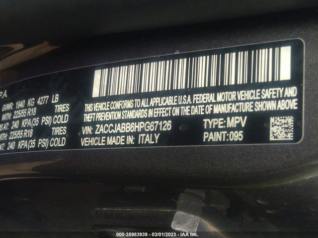 ZACCJABB6HPG67126 Jeep Renegade Altitude
