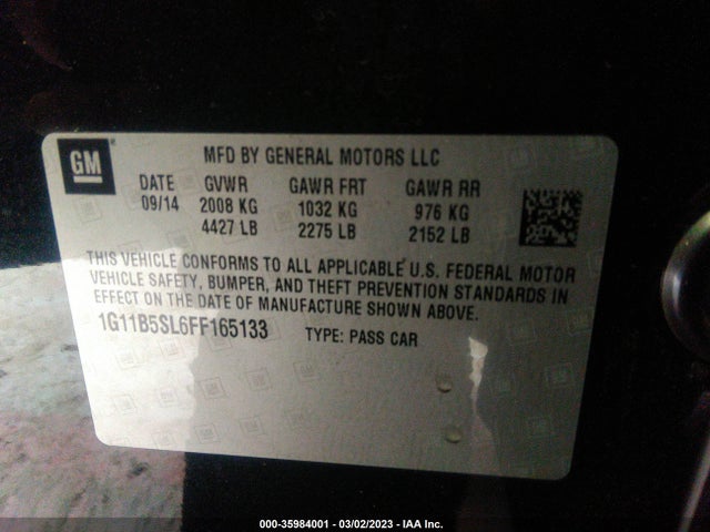 Chevrolet MALIBU LS 2015 1G11B5SL6FF165133 Image 10