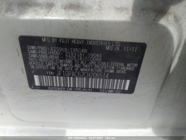 JF1GPAC62CH206514 Subaru Impreza Wagon 2.0i Premium