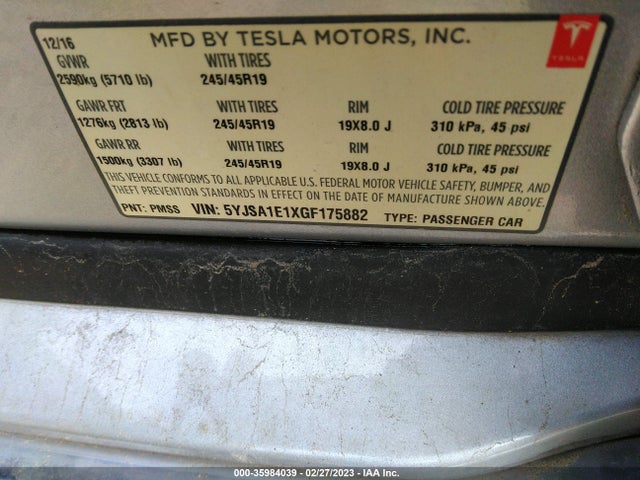 Tesla Model S 60 2016 5YJSA1E1XGF175882 Image 10