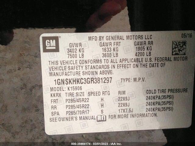 Chevrolet Suburban Lt 2016 1GNSKHKC3GR381297 Image 11