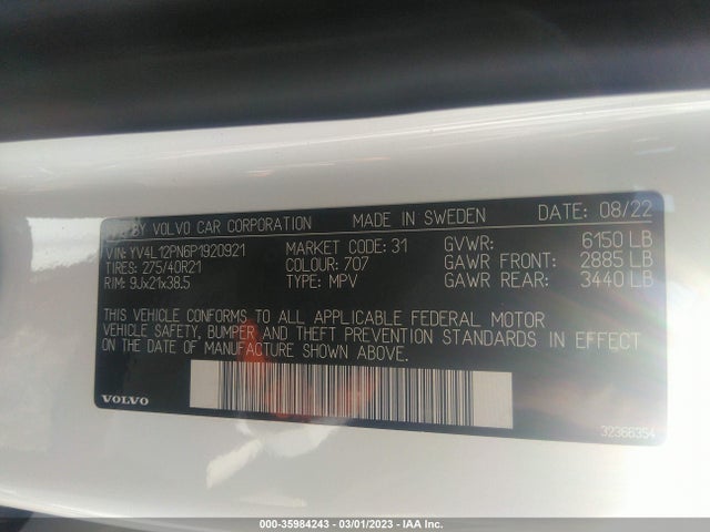 2023 Volvo XC90, VIN: YV4L12PN6P1920921