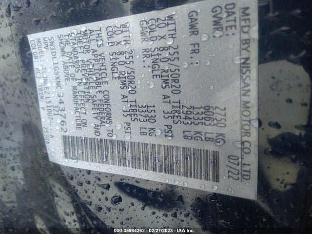 2022 Infiniti QX60, VIN: 5N1DL1GSXNC343762