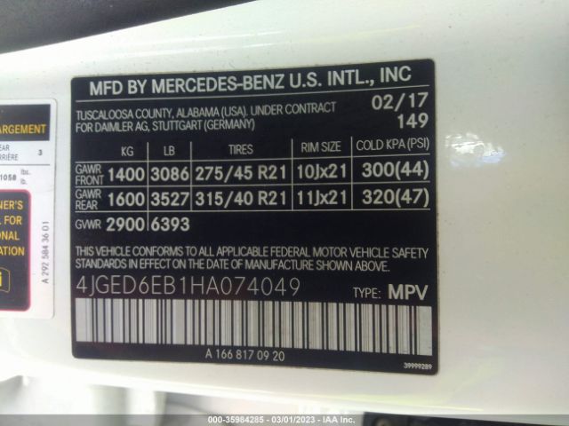 4JGED6EB1HA074049 Mercedes-Benz Gle Amg Gle 43