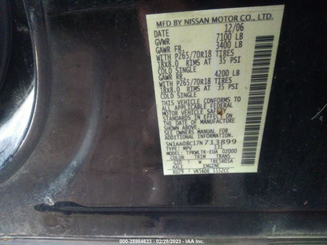 5N1AA08C17N713899 Nissan ARMADA SE