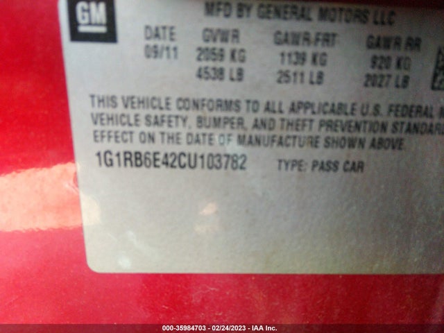 Chevrolet Volt 2012 1G1RB6E42CU103782 Image 10