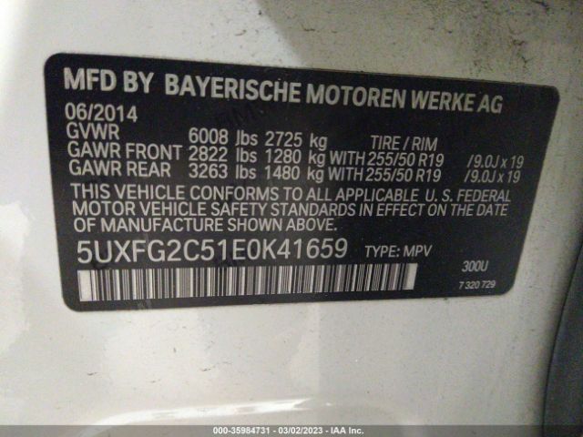 5UXFG2C51E0K41659 BMW X6 Xdrive35i