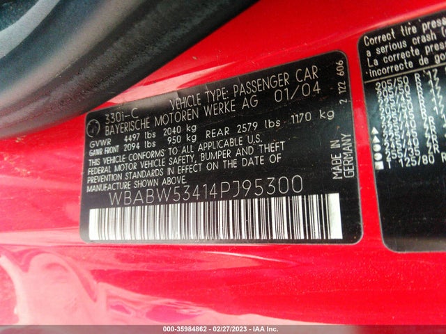 WBABW53414PJ95300 BMW 3 Series 330ci