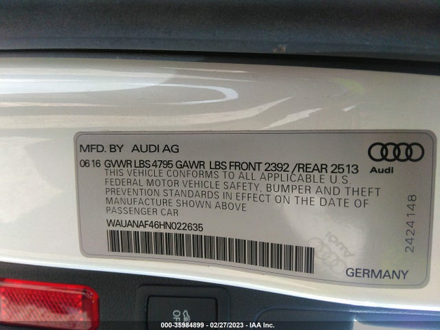 WAUANAF46HN022635 Audi A4 PREMIUM