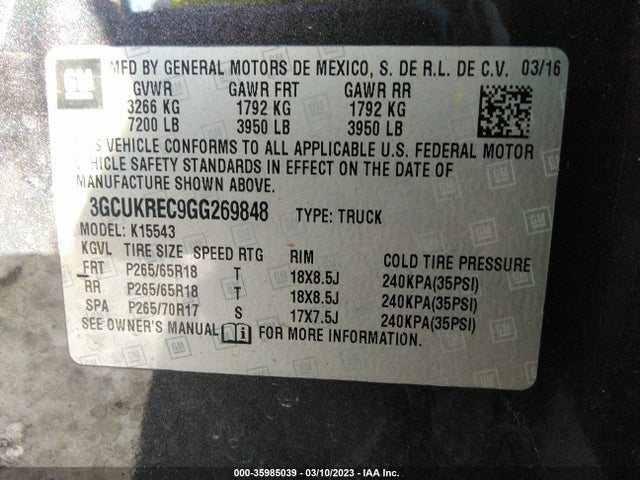 Chevrolet Silverado 1500 Lt 2016 3GCUKREC9GG269848 Image 11