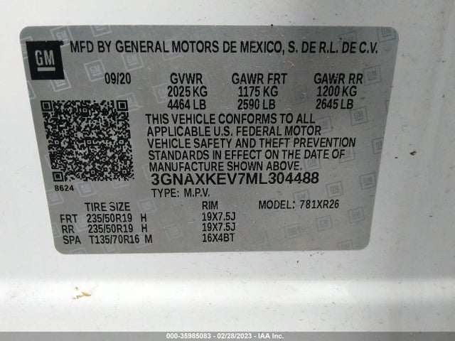 Chevrolet EQUINOX LT 2021 3GNAXKEV7ML304488 Image 9