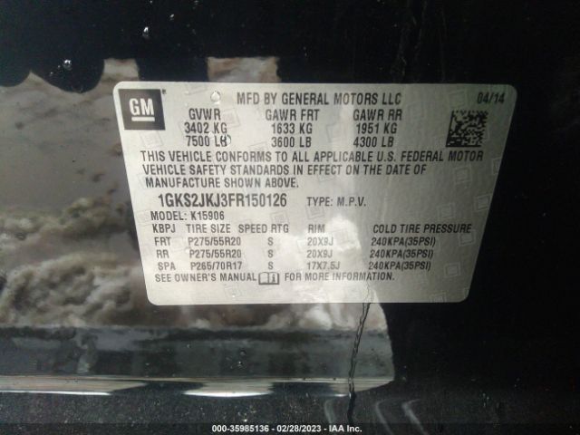 1GKS2JKJ3FR150126 GMC YUKON XL DENALI