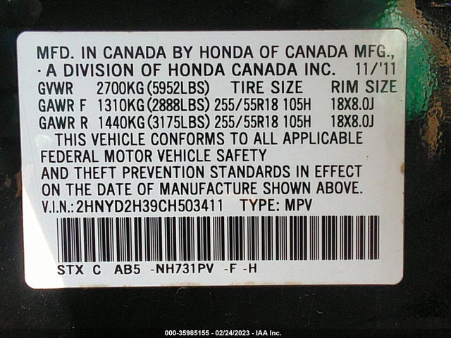 Acura Mdx Tech Pkg 2012 2HNYD2H39CH503411 Image 9