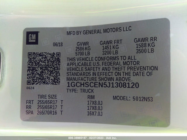 2018 Chevrolet Colorado, VIN: 1GCHSCEN5J1308120