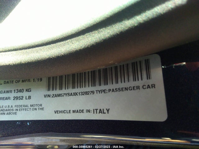 2019 Maserati Ghibli, VIN: ZAM57YSAXK1328279
