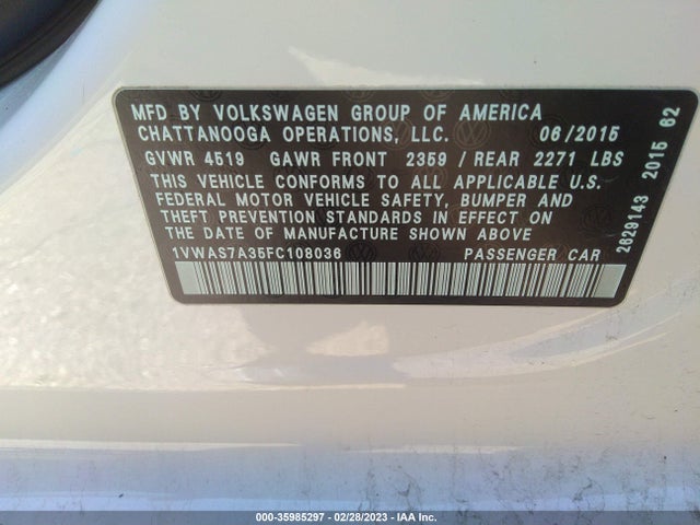 1VWAS7A35FC108036 Volkswagen Passat 1.8t Limited Edition