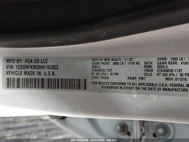 RAM 1500 Longhorn 2022 1C6SRFKM0NN192653 Image 10