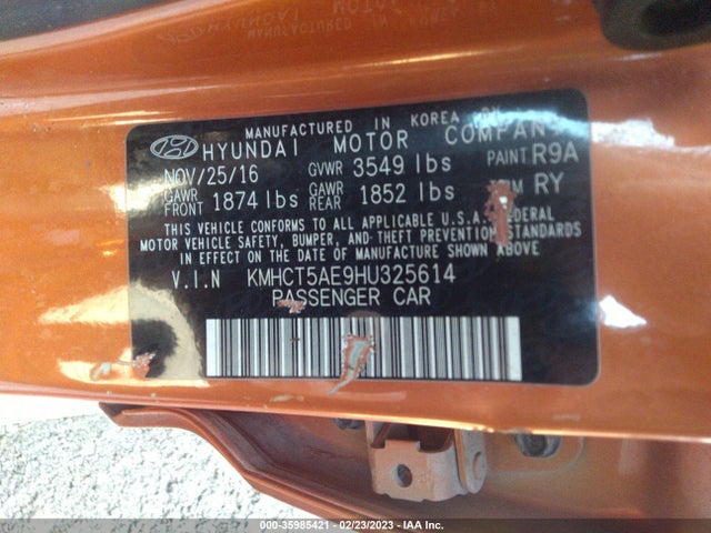Hyundai ACCENT SE 2017 KMHCT5AE9HU325614 Image 9