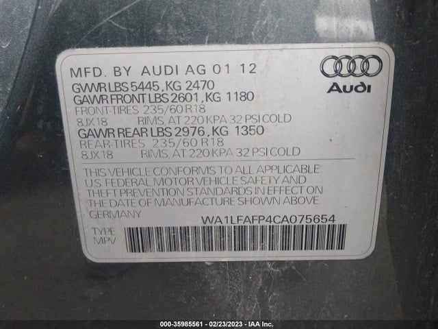 WA1LFAFP4CA075654 Audi Q5 2.0t Premium Plus