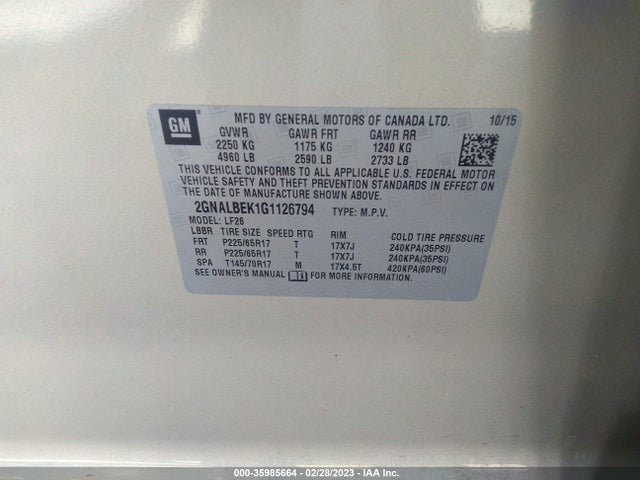 Chevrolet EQUINOX LS 2016 2GNALBEK1G1126794 Image 9