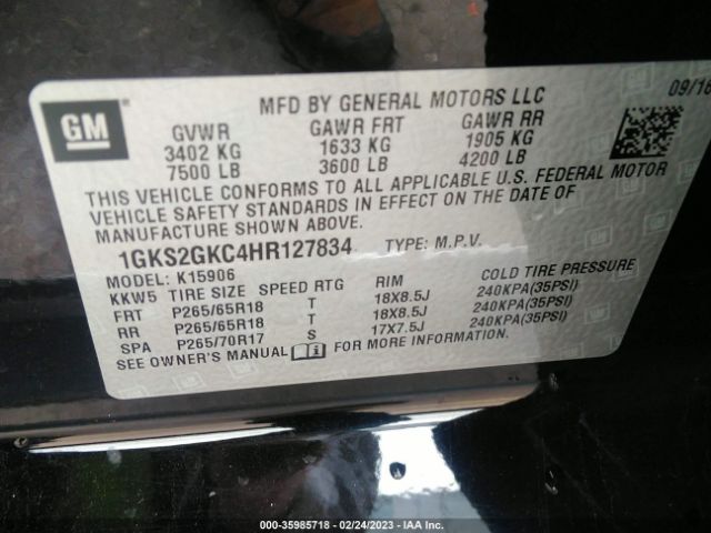 1GKS2GKC4HR127834 GMC Yukon Xl Slt