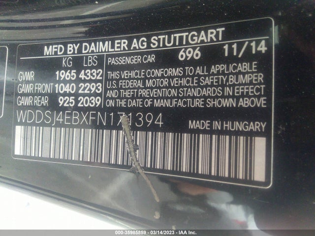 Mercedes-Benz Cla-class Cla 250 2015 WDDSJ4EBXFN171394 Image 9