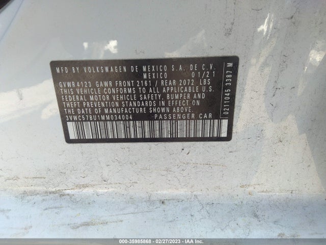 2021 Volkswagen Jetta, VIN: 3VWC57BU1MM034004