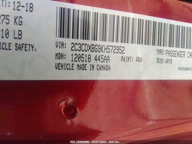 Dodge Charger Sxt 2019 2C3CDXBG9KH572952 Image 9