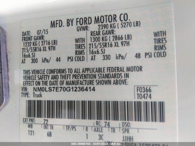 NM0LS7E70G1236414 Ford Transit Connect Xl