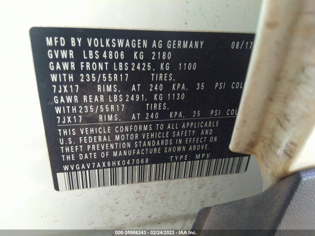 WVGAV7AX6HK047068 Volkswagen TIGUAN