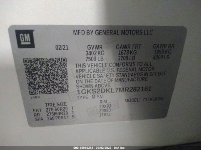 1GKS2DKL7MR282161 GMC YUKON DENALI